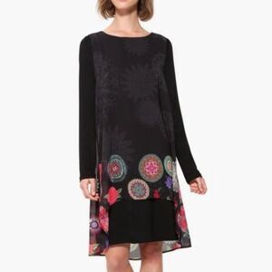 Desigual Kerowac Dress Black Floral Sheer Overlay
Long Sleeves Bodycon S…